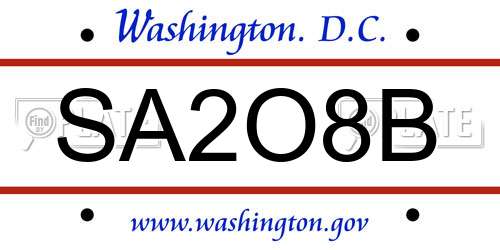 SA2O8B District Of Columbia License Plate