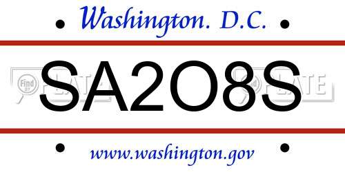 SA2O8S District Of Columbia License Plate