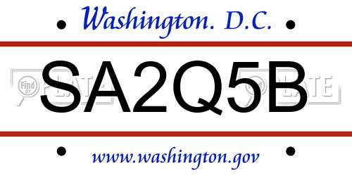 SA2Q5B District Of Columbia License Plate