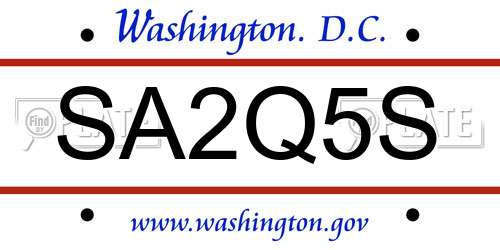 SA2Q5S District Of Columbia License Plate