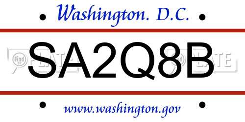 SA2Q8B District Of Columbia License Plate