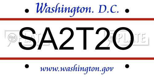 SA2T2O District Of Columbia License Plate