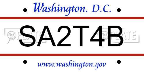 SA2T4B District Of Columbia License Plate