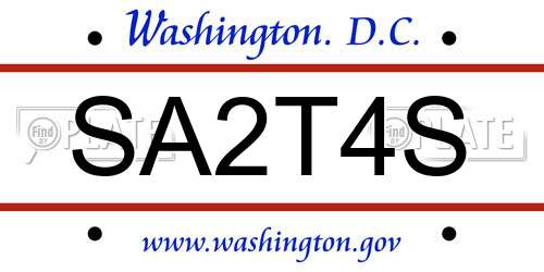 SA2T4S District Of Columbia License Plate