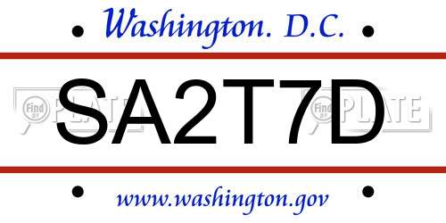 SA2T7D District Of Columbia License Plate