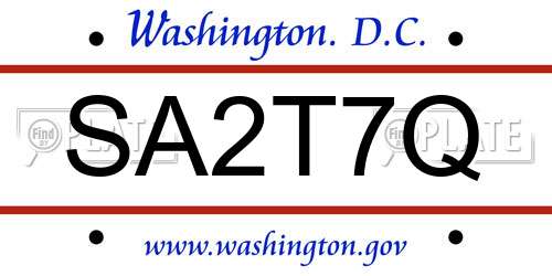 SA2T7Q District Of Columbia License Plate