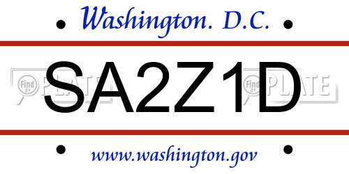 SA2Z1D District Of Columbia License Plate