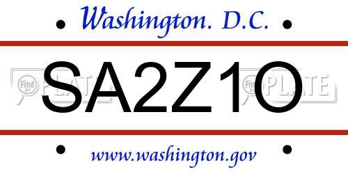 SA2Z1O District Of Columbia License Plate