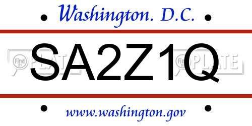 SA2Z1Q District Of Columbia License Plate