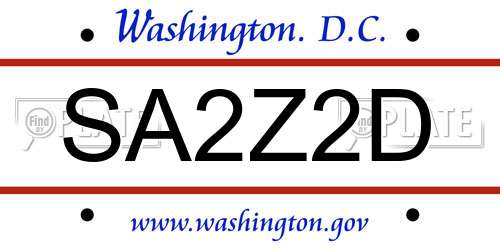SA2Z2D District Of Columbia License Plate