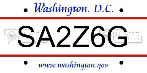 SA2Z6G District Of Columbia License Plate