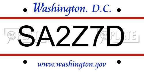 SA2Z7D District Of Columbia License Plate