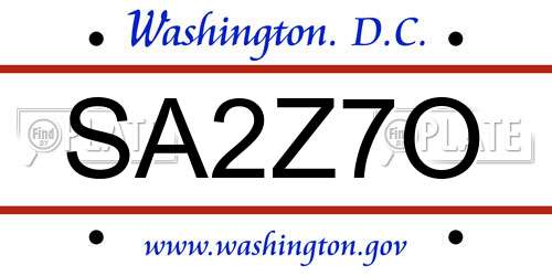 SA2Z7O District Of Columbia License Plate