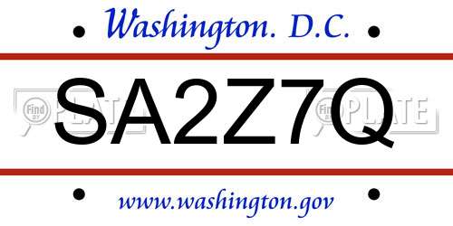 SA2Z7Q District Of Columbia License Plate