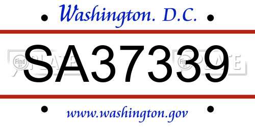 SA37339 District Of Columbia License Plate