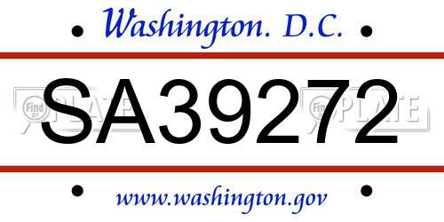 SA39272 District Of Columbia License Plate