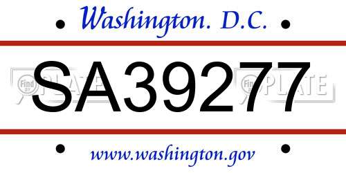 SA39277 District Of Columbia License Plate