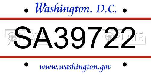 SA39722 District Of Columbia License Plate