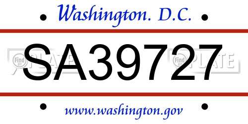 SA39727 District Of Columbia License Plate