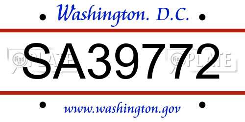 SA39772 District Of Columbia License Plate