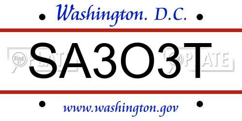 SA3O3T District Of Columbia License Plate