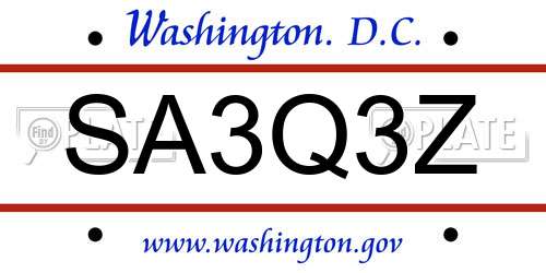SA3Q3Z District Of Columbia License Plate