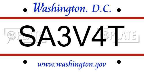 SA3V4T District Of Columbia License Plate
