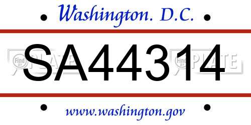SA44314 District Of Columbia License Plate