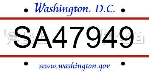 SA47949 District Of Columbia License Plate