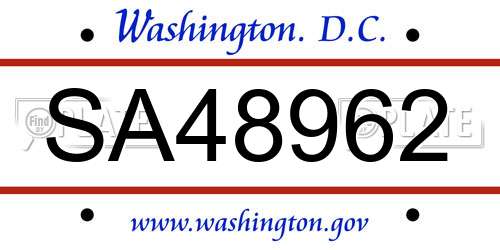 SA48962 District Of Columbia License Plate