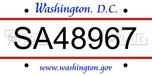 SA48967 District Of Columbia License Plate