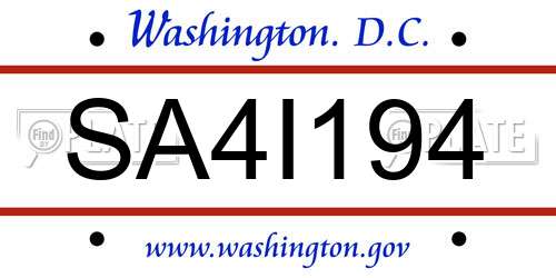 SA4I194 District Of Columbia License Plate