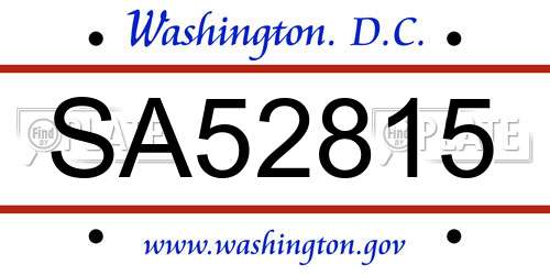 SA52815 District Of Columbia License Plate