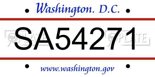 SA54271 District Of Columbia License Plate