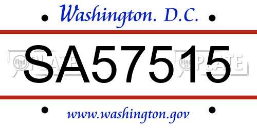SA57515 District Of Columbia License Plate