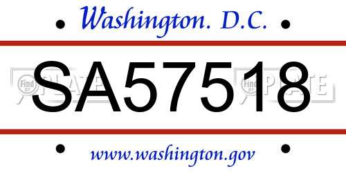 SA57518 District Of Columbia License Plate