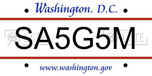 SA5G5M District Of Columbia License Plate