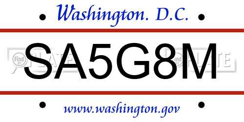 SA5G8M District Of Columbia License Plate