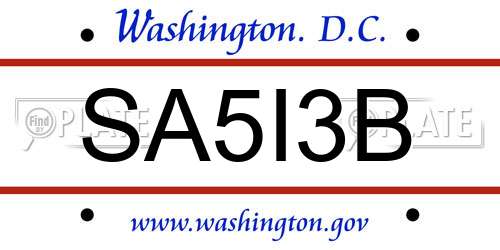 SA5I3B District Of Columbia License Plate