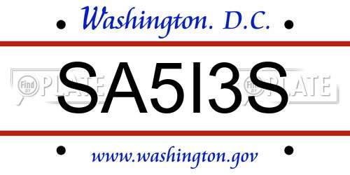 SA5I3S District Of Columbia License Plate