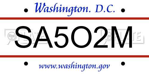 SA5O2M District Of Columbia License Plate