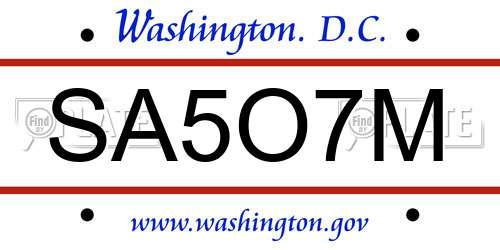 SA5O7M District Of Columbia License Plate