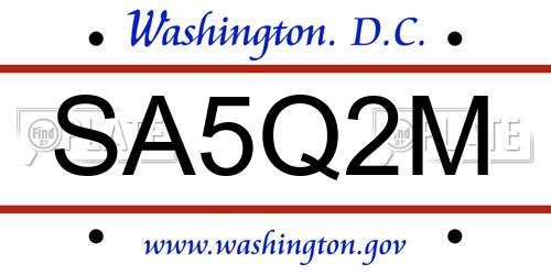 SA5Q2M District Of Columbia License Plate