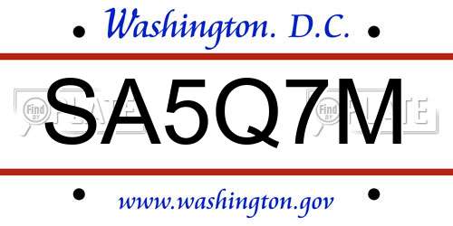 SA5Q7M District Of Columbia License Plate