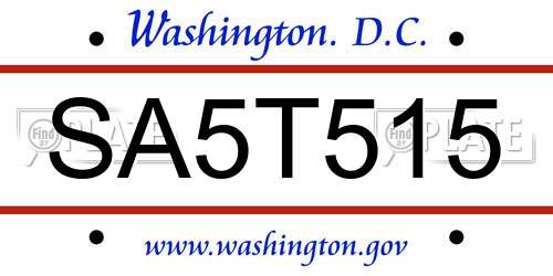 SA5T515 District Of Columbia License Plate
