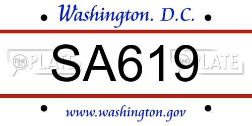 SA619 District Of Columbia License Plate