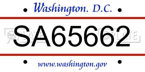 SA65662 District Of Columbia License Plate