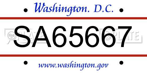 SA65667 District Of Columbia License Plate