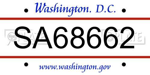 SA68662 District Of Columbia License Plate