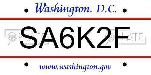 SA6K2F District Of Columbia License Plate